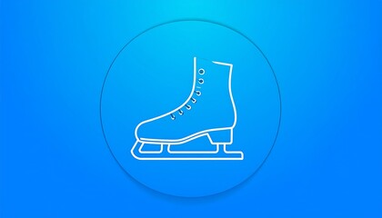 White ice skates icon on blue background