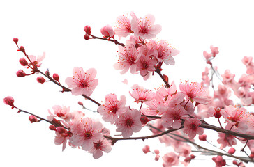 Obraz premium Pink plum blossoms, branches full of flowers, white background, high-definition photography, high resolution (3)