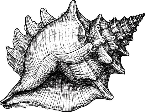 Detailed drawing of a seashell