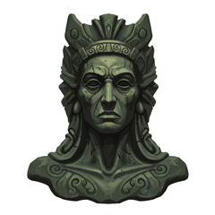 Obraz premium Forgotten Deity Statue Illustration White Background