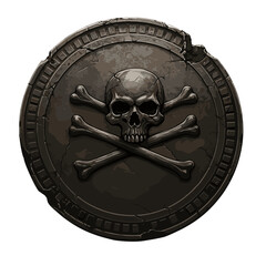 Cursed Pirate Coin Illustration White Background