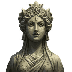 Fototapeta premium Forgotten Deity Statue Illustration White Background