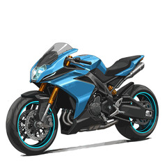 Futuristic Motorcycle Illustration White Background