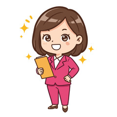 Illustration Cute Business Person White Background