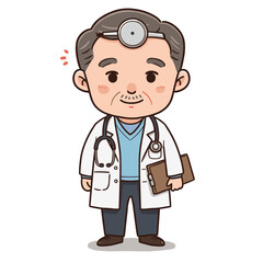 Illustration Cute Doctor Person White Background