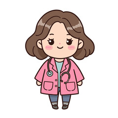 Illustration Cute Doctor Person White Background