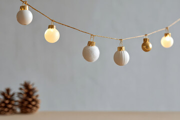 minimalist christmas celebration ambiance in united states featuring ultrabright holiday garland