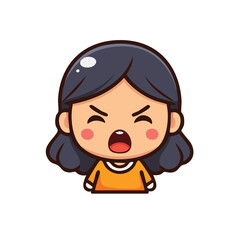 Obraz premium A cute cartoon girl expressing anger and frustration