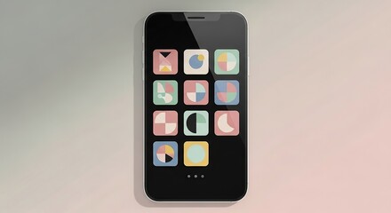 Modern Smartphone with Abstract Geometric App Icons