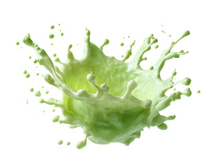 Dynamic Light Green Liquid Splash, Isolated on Black Background