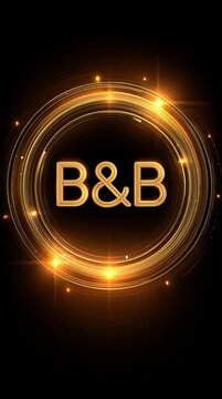 Elegant B&B Symbol: A sophisticated golden monogram, set against a captivating dark background, the symbol exudes an air of luxury and exclusivity. The radiant circles adds a touch of refinement. 