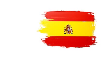 Abstract spanish flag painted with brush strokes on a white background
