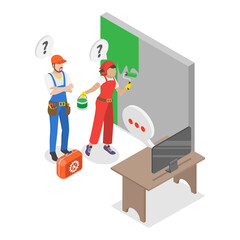 3D Isometric Flat Vector Illustration of Repair Services, Maintenance Workers. Item 1