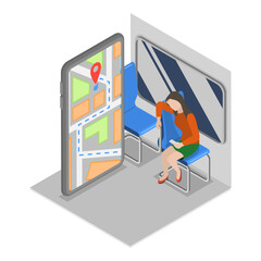 3D Isometric Flat Vector Illustration of Smart City Transport, Sustainable Transportation. Item 1