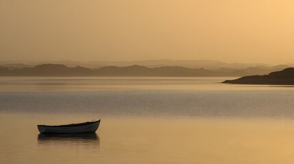 Peaceful lake scene at sunrise.