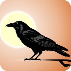 The Crow and the moon illustration