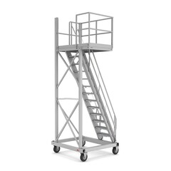 Metal work platform with stairs