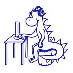 Stegosaurus Computer Nerd Playing PC Gamer Headphone Sunglasses