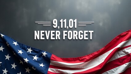 Naklejka premium Remembering september 11th never forget patriot day with american flag