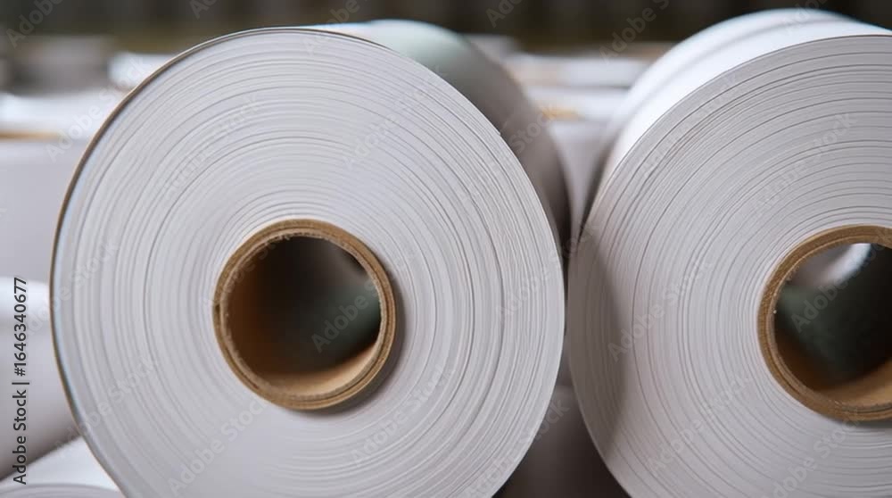 Poster paper rolls: a close-up shot showcases pristine paper rolls, emphasizing their texture and form with