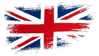 Distressed union jack flag with textured brush strokes and grunge effect