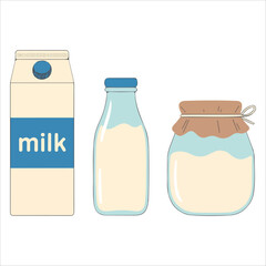 Milk packaging set vector illustration white background