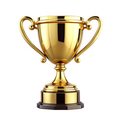 Golden Trophy Cup Isolated for Winning and Success on transparent background