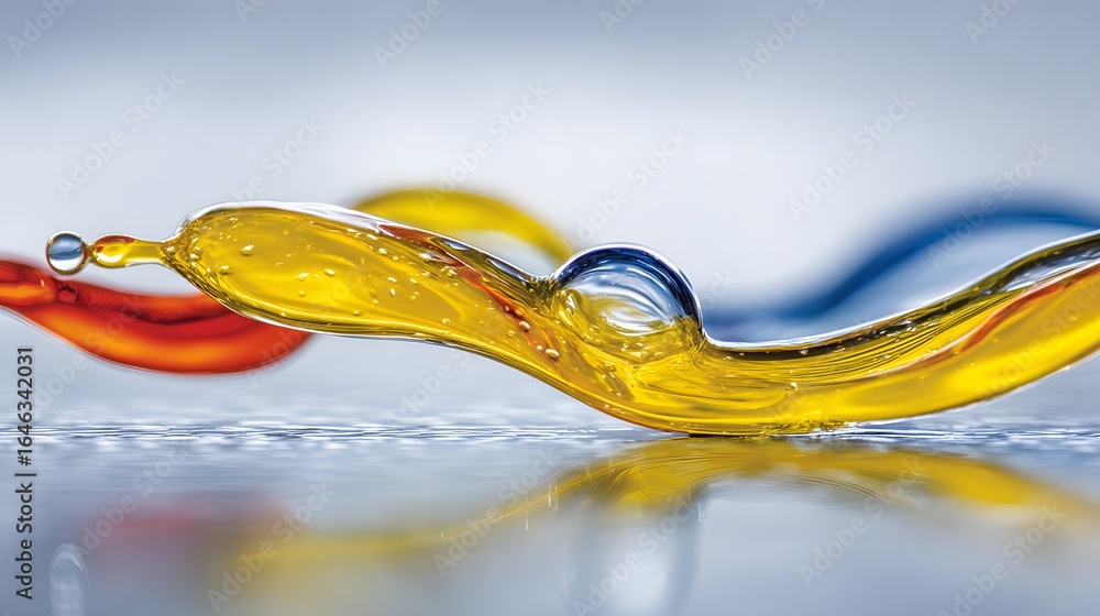 Poster colorful liquid flowing in a dynamic pattern.