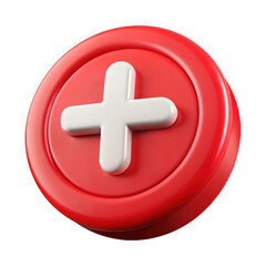 Obraz premium Red plus symbol isolated on transparent background