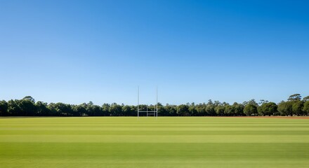 Obraz premium Pristine, Manicured Green Polo Field Under a Bright Sunny Sky.