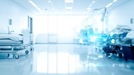 Futuristic hospital corridor with modern technology for healthcare innovation and patient care - Powered by Adobe
