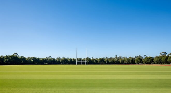 Pristine, Manicured Green Polo Field Under a Bright Sunny Sky.