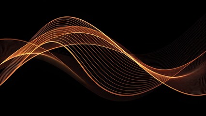 Abstract Minimalist Glowing Copper Lines on Black Background
