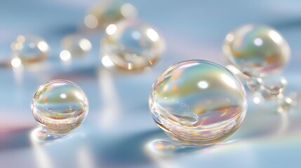 Naklejka premium Multicolored spheres on a light blue background.