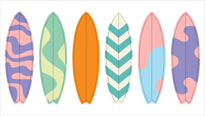 Surfboard set vector illustration isolated white background