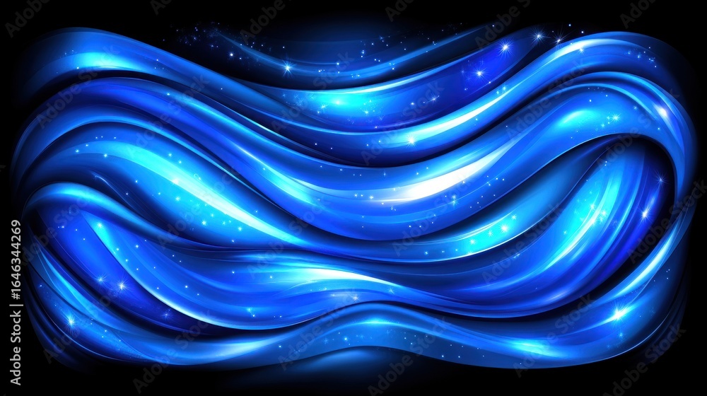 Aufkleber dynamic blue wave background with sparkling highlights creating a mesmerizing effect