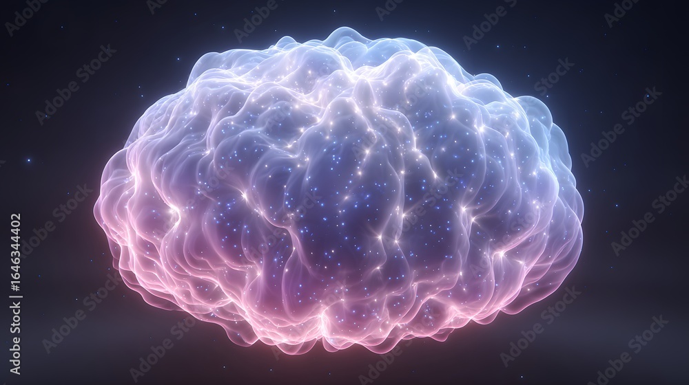 Aufkleber abstract representation of a brain with glowing particles.