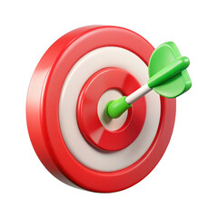 3d target with arrow hit isolated on transparent background