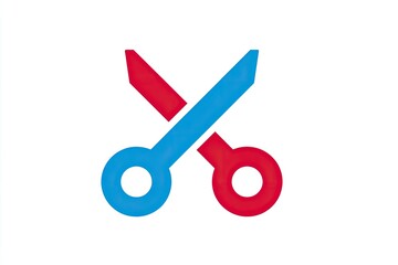 Red and blue scissors icon