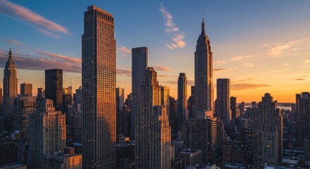 New York City skyline at sunset with Empire State Building