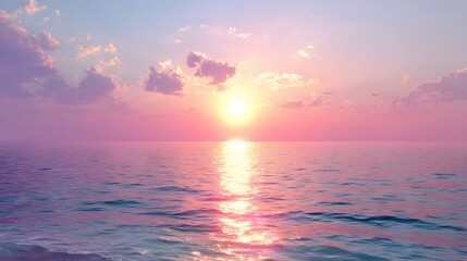 Naklejka premium Serene sunset over a tranquil ocean.