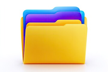 Three colorful folders stacked vertically on a white background