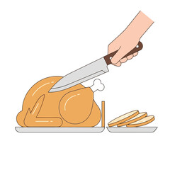 Delicious roasted turkey being expertly carved for a festive holiday dinner, promising a warm and inviting celebration with family and friends, perfect for Thanksgiving feast