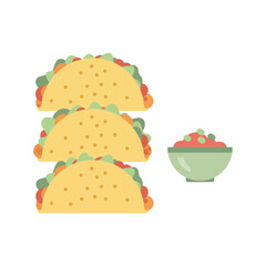 Delicious taco stack and bowl of salsa, perfect for celebrating Taco Tuesday, inviting a fiesta of flavor and fun for food lovers everywhere, great for menus and promotions