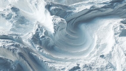 Abstract swirling icy landscape, ethereal, light blues and whites, textured surface resembling frozen waves or a glacier's crevasses, smooth yet rough