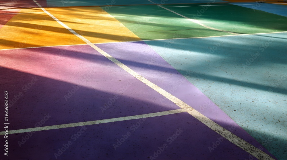 Poster colorful pavement with intersecting lines and shadows.