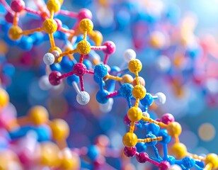 Colorful molecular structure close-up