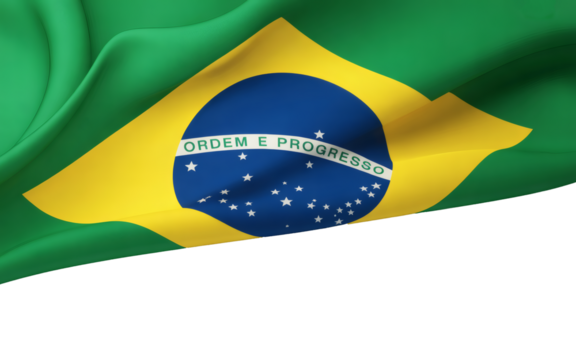  a Brazilian Flag Waving Elegantly with Soft Folds and Rich Colors