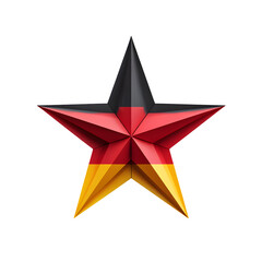 Obraz premium A star-shaped design with the colors of the German flag, isolated on a white background, symbolizing excellence and German culture. --v 7
