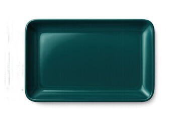 Teal disposable plastic food container on a transparent background, ideal for showcasing your food products